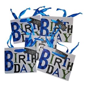 Lot Of 5 Small Happy Birthday Gift Bags By Spritz Two Sided Plaid 6.25"x5"x3"